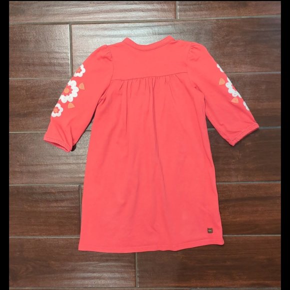 5 Tea Collection Pomegranate Embroidered Henley Dress Pink - Picture 2 of 10